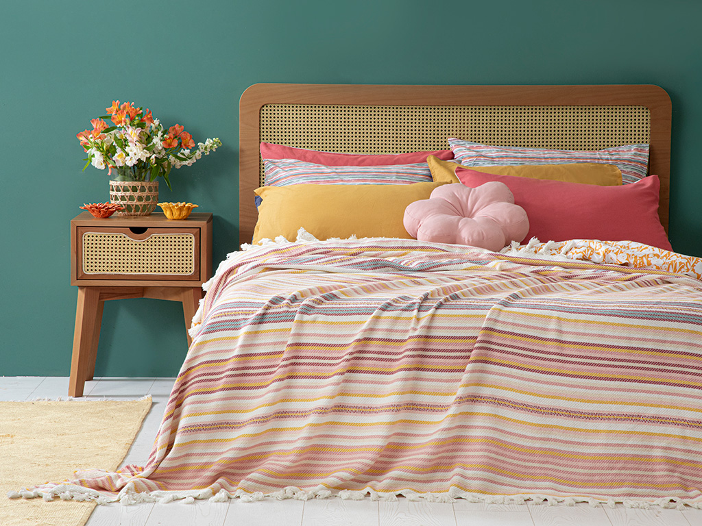 Aria Weaved Double Person 240x260 Cm Pink-Yellow