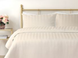 Lior Striped Cotton Satin Duvet Cover Full Set Double Size 200x220 Cm Ivory