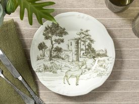 Deer Porcelain Cake Plate 20 Cm Green