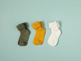 Colorful Baby Socks 6-12 Age Khaki-Mustard-Ecru