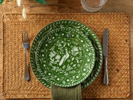 Hermosa Porcelain Cake Plate Green