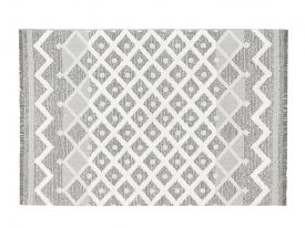 Moroccan Embroidered Carpet 115x180 Cm White-Gray