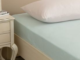 Plain Cotton Fitted Bed Sheet 140x200 Cm Light Celadon