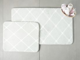 Tile Polyester Bath Mat Set 60x100 - 50x60 Cm Gray