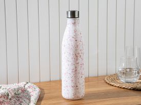 Floral Glass Bottle 1000 Ml Pink - White