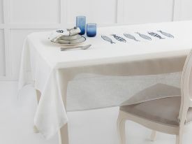 Marin Embroidered Table Cloth 150x200 Cm Navy Blue