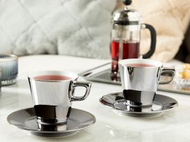 Onta Porcelain 2 Set Tea Cup Set 180 ML Silver