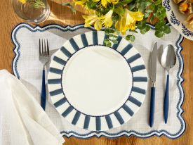 Porcelain Service Plate 27 Cm White-blue