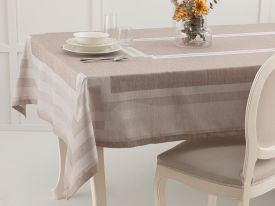 Christina Two Tone Tablecloth 160x300 Cm Stone Color