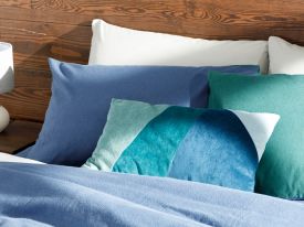 Patchwork Velvet Filled Cushion 35x55 Cm Blue-Green