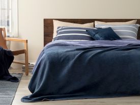 Plain Cottony For One Person Blanket 150X200 Cm Dark Blue-Blue