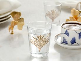 6 Pieces Coffeside Glass Water 12.9x12.5x2.3 Cm Gold