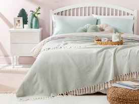 Diamond Chic Weaved Double Person Bed Cover 240x260 Cm Celadon