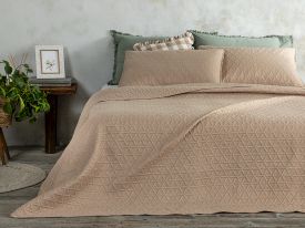 Triangle Multipurpose Double Person Bed Quilt Set 200x220 Cm Beige