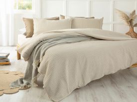 Curly Seersucker For One Person Duvet Cover Set 160x220 Cm Beige