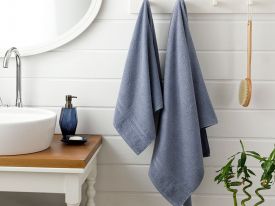 Thin Stripe Corded Bath Towel Set 2 Piece 50x85 Cm - 70x140 Cm Indigo