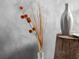 Grass Ball Single Branch Artificial Flower 85 Cm Orange