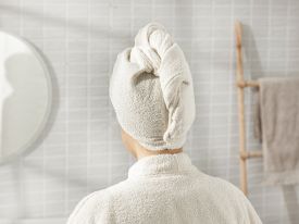 Plain Cottony Hair Towel Standard Light Beige
