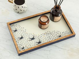 Swallow Decorative Tray 22x37 Cm White
