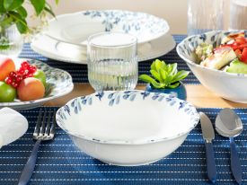 Porcelain Salad Bowl 20 Cm White-blue