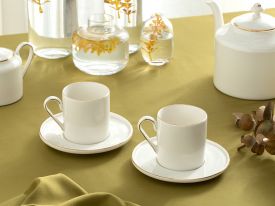 Torino Porcelain 4 Pieces 2 Person Tea Cup Set 180 ml Gold