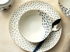 Navy Dots Porcelain Dinner Plate 20 Cm Blue-White