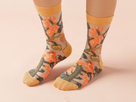 Wild Flower Woman Skin Socks 36-40 Orange