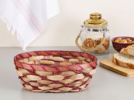 Audrey Wicker Oval Bread Basket 17.5x24.5x9 Cm Elderberry