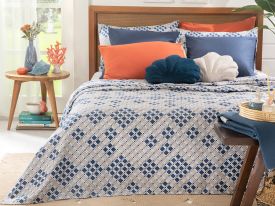 Printed Double Person Summer Blanket 200x220 Cm Navy Blue