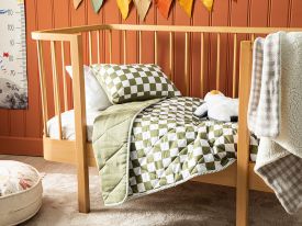 Squared Baby Quilt Set 95x145 Cm Green