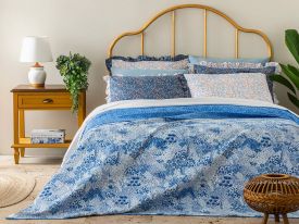 Peaceful Garden Double Person Multi-Purposed Quilt 200x220 cm Blue