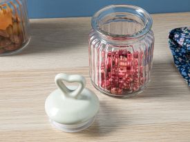 Mini Heart Glass Jar 260 ml Beige