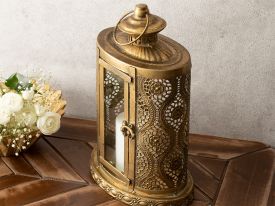 Romantic Stripe Lantern 21x13.5x32 Gold