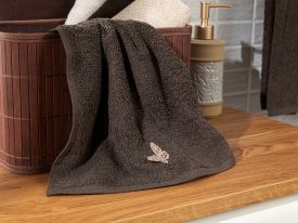 Embroidered Cotton Hand Towel 30x34 Cm Brown