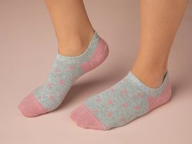 Fitted Dot Cotton Women Sneaker Socks 36-40 Rose Color