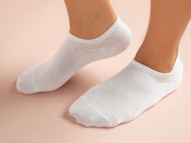 Fitted Cotton Women Sneaker Socks 36-40 White