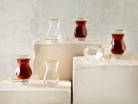 Ritz Glass 12 Pcs Tea Set 165 ml Gold