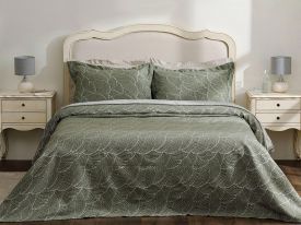 Wavy Bunch Jacquard Bed Quilt Full Set Double Size 240x250 Cm Green
