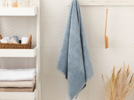 Leafy Bath Towel 70x140 Cm Indigo Blue
