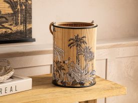 Exotic Palm Bamboo Lantern 19x19x24 cm Natural-Black