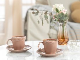 Viyana Porcelain 2 Set Coffee Cup Set 80 ML Rose Color