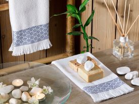Sea Effect jacquard Hand Towel 30x45 Cm White