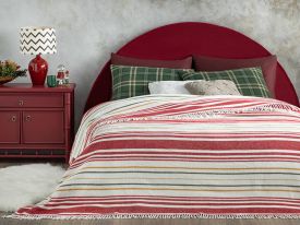 Royal Stripe Glittered Cotton Double Person Blanket 200x220 cm Red-Green