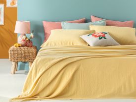 Genesis Soft Touch For One Person Summer Blanket Set 150x220 cm Yellow