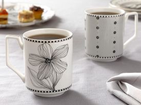 Denby Flowery New Bone Cup 2 Piece 250 ML Black-White-Cream
