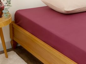 Plain Cotton Bed Sheet Single Size 160x240 Cm Maroon