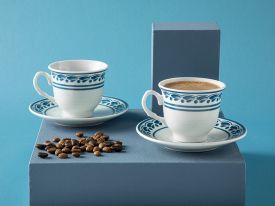 Axis Porcelain 4-Piece Coffee Cup Set for 2 People 80 ml Dark Blue