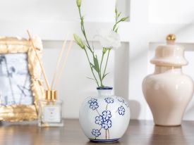 Sakura Porcelain Vase 11.0x11.0x11.5 Cm Blue-White