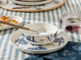 Toile Jungle bone porcelain Bowl 13 cm Dark Blue - White