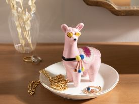 Lama Ceramic Jewelry Holder 13x13x11.5 Cm Pink